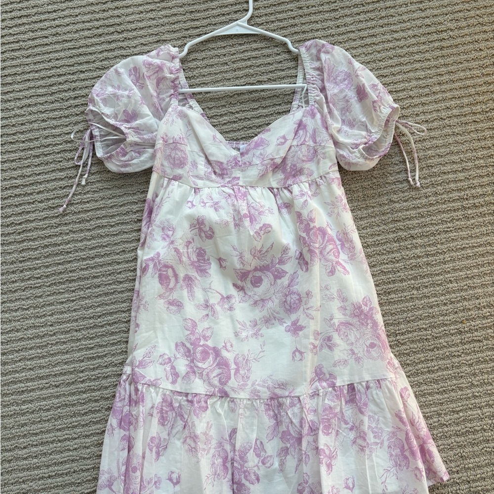 Floral Pink and White Mini Dress